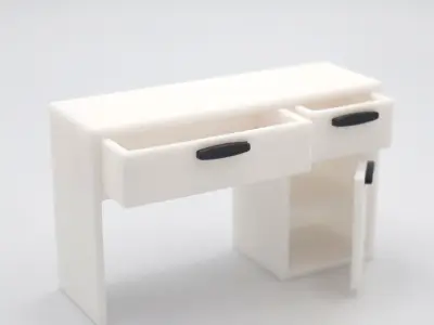 Classic Desk with functional door drawers  3D print model purchase