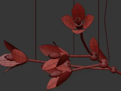 LAVRA A gold and flower pendant light 3D model