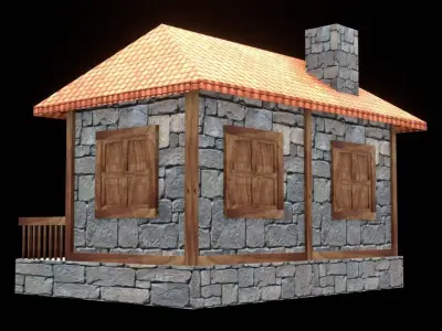 medieval house low poly village town residential game ready 15 Low-poly 3D model