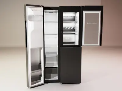 Samsung Refrigerator RS5000DC with inner stuffs Low-poly 3D model