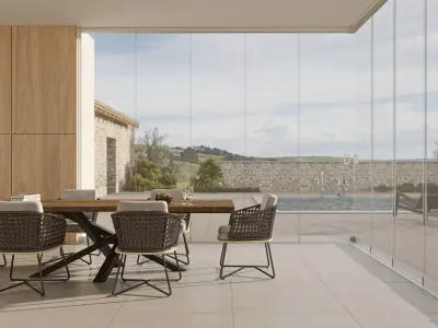 Pergola 3D Model dining room with glass walls 3D model