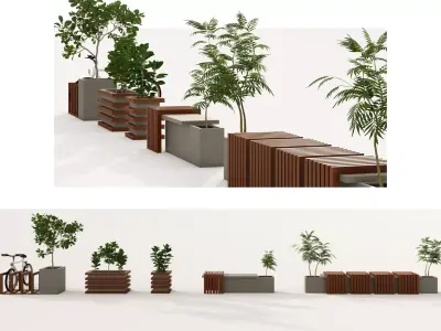 Urban Furniture Bench Set 3D model
