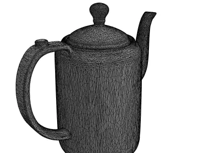 Vintage Blue Enamel Distressed Kettle Low-poly 3D model