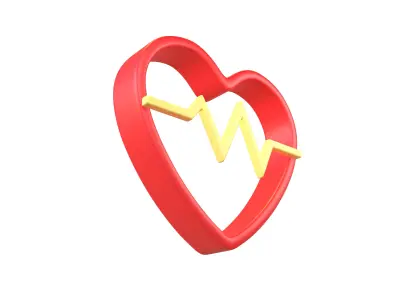 Heartbeat Pulse Symbol v2 003 Low-poly 3D model
