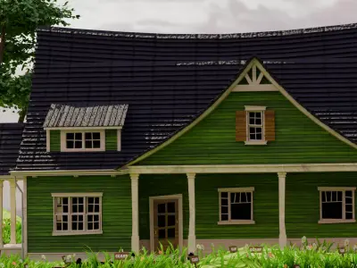 American Style Cottage Exterior 03 Low-poly 3D model