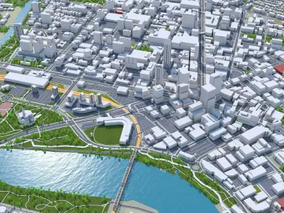 Winnipeg Downtown Manitoba Canada Low-poly 3D model