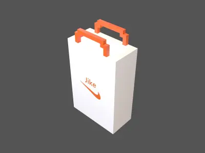 Voxel Jike Paper Bag v1 001 Low-poly 3D model