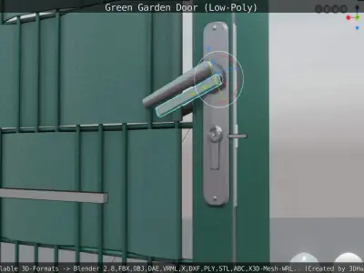Green Rigged Garden Door - Low-Poly Low-poly 3D model