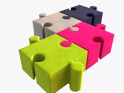 buzzi puzzle kids poufs 3D model