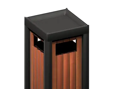 Wooden box type cage trash can Low-poly 3D model