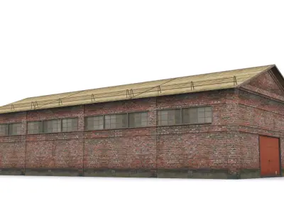 brick warehouse Low-poly 3D model