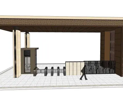 Small gate house with check post 3D model