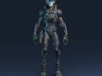Alien v3 - Animated and Game Ready Low-poly 3D model