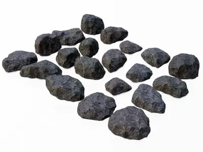 20 Rocks Low-Poly - Realistic Stone Boulder 3D Models Collection Low-poly 3D model