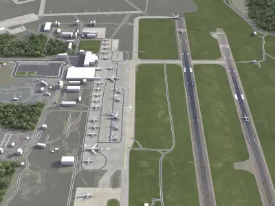 Novgorod Airport Low-poly 3D model