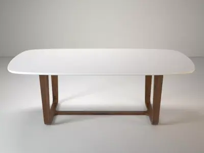 Medley dining table with wooden legs 3D model