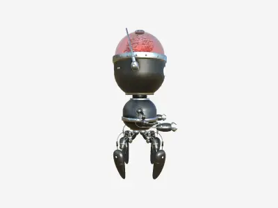 Brain Robot G03 Dark Steel - SciFi Character Design Low-poly 3D model