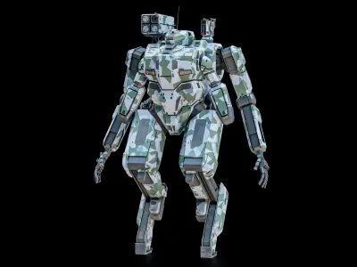 Sci-Fi Combat Mech Exoskeleton With 4 Skins PBR Package 
