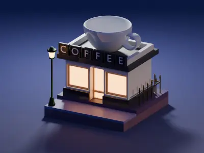 Coffee Shop Free low-poly 3D model buy