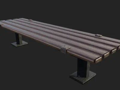 Bench Pair Clean and Rusted Metal  Low-poly 3D model