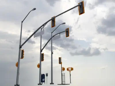 New York Traffic Lights and Props Low-poly 3D model