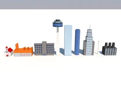 Low Poly Buildings two churches with roofs Low-poly 3D model