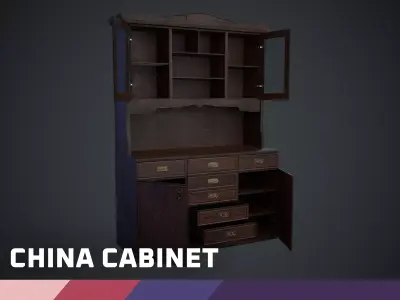 China Cabinet Low-poly 3D model