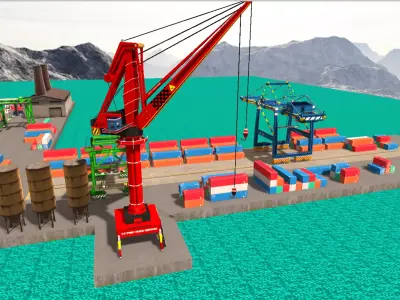 Container Cargo Yard Environment Set VR low-poly 3d model Game Low-poly 3D model