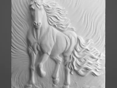 Horse Carving Panel 3D model
