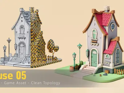Stylized House 05 Low-poly 3D model