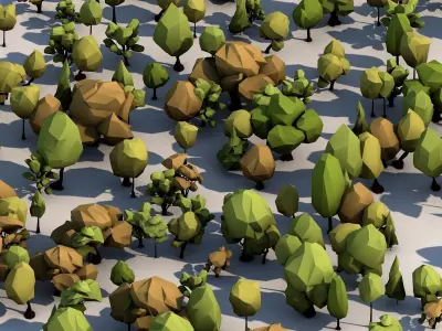 Cartoon Low Poly 18 Trees Pack Low-poly 3D model