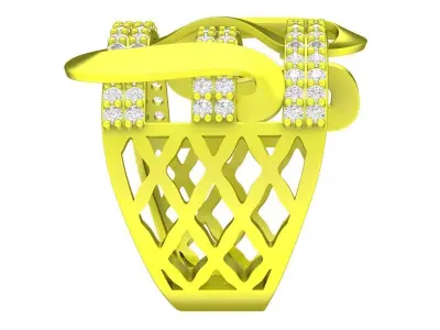 Luxury Geometric Pav Statement Ring for Fine Jewelry Design 5730 3D print model