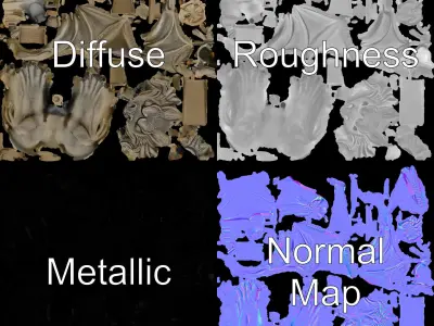 Gargoyle Sculpture D Model Pack Low-poly 3D model