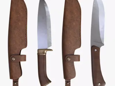 Hunter Knife Low-poly 3D model