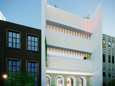 3d model Modern Three-Story Building Islamic Geometric Patterns Low-poly 3D model