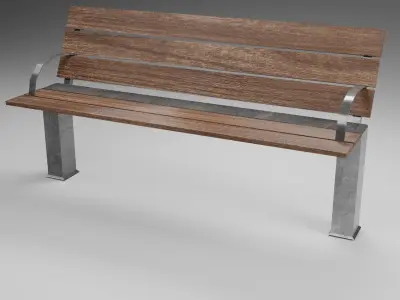 Bench Bank Street Low-poly 3D model