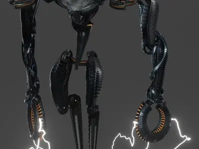 RAIGO robot with lightning Low-poly 3D model