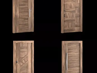 Interior-exterior Wooden Door 3D model 7