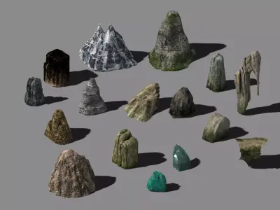 Game Various types - rock 021 3D model
