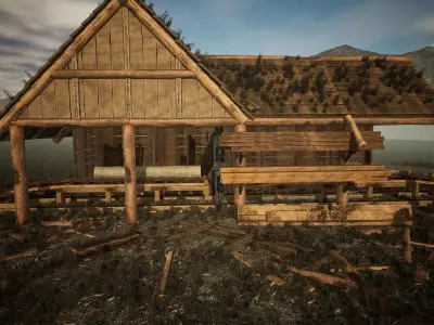 Lumber Mill 37 Assets Low-poly 3D model