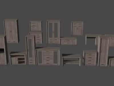 Furniture wardrobe with doors and drawers Free low-poly 3D model