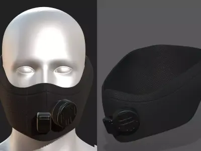 Gas mask respirator scifi futuristic ver 2 Low-poly 3D model