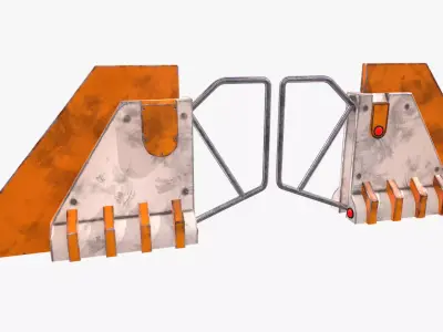 Turnstile 4 pair of orange earrings Low-poly 3D model