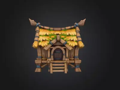 Rustic Cabin Model Low-poly 3D model