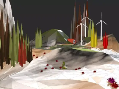 Cartoon Landscape Low Poly 3D model Low-poly 3D model