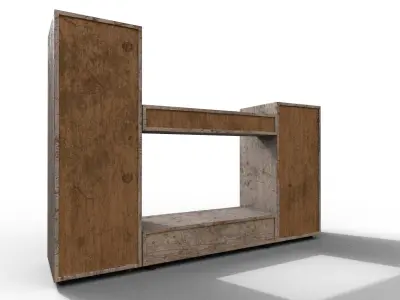 Set Old Modern Furniture 3D Model Terror Low-poly 3D model