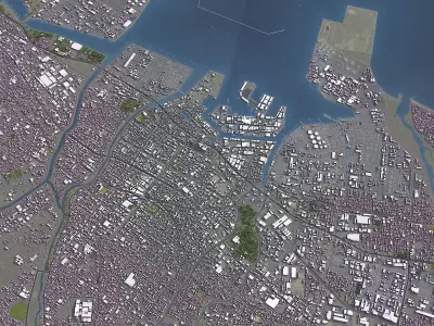 Yokkaichi - 3D City Model Low-poly 3D model