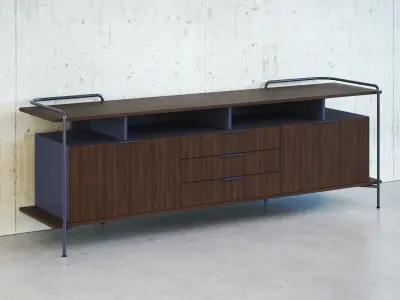 Alando 2 Doors Sideboard with Metal Frame 3D model