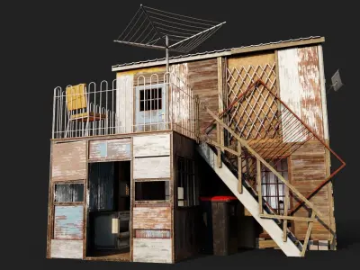 Colourful Shack Low-poly 3D model