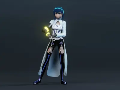 Anime Girl rigged Low-poly 3D model